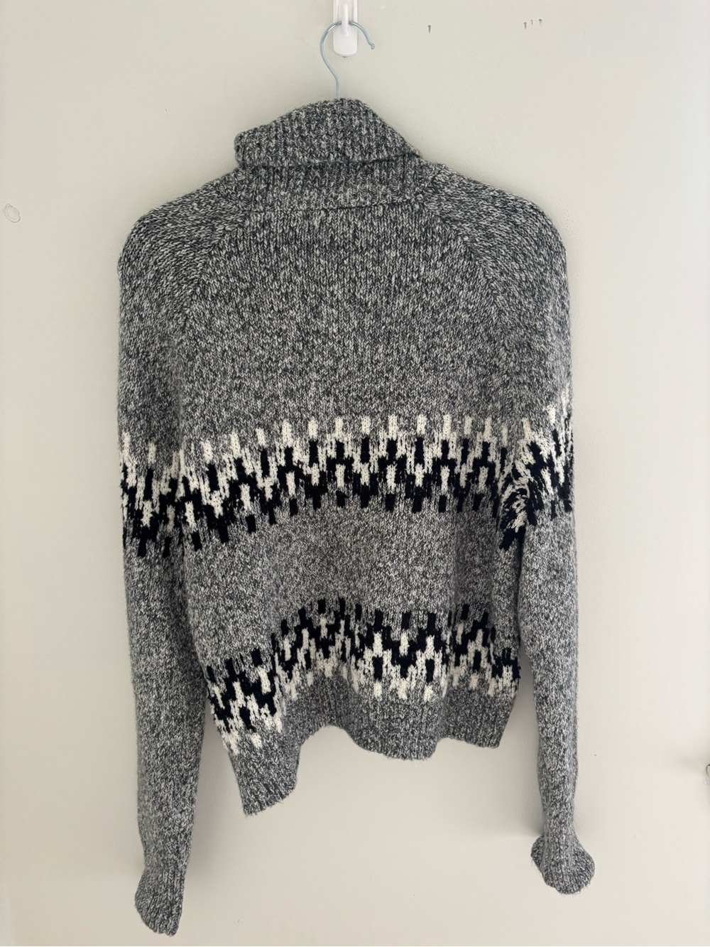 Chaps Grey Fair Isle Full-Zip Knit Cardigan Sweater - Picture 6 of 7